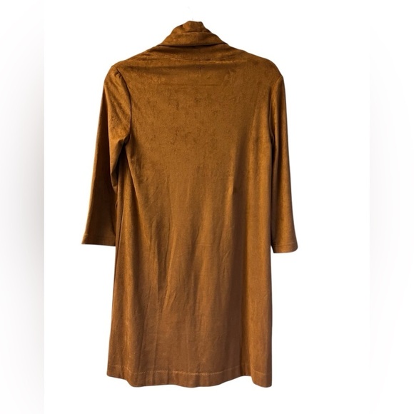 NWT TYLER BOE Faux Suede Kim Cowl Neck Size XS / Can fit small - Pit 19” - Brown - Picture 5 of 11